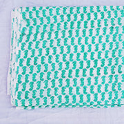 Wooden Block Printed Floral Running Natural Cotton Fabric